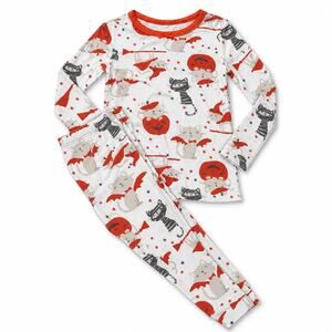 Milkberry 3T Bamboo Halloween Cats Pumpkin Pajama Set Orange Gray 2 Piece